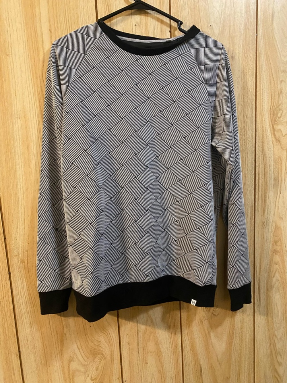 Sovereign Code Black & White Geometric Crewneck Sweater